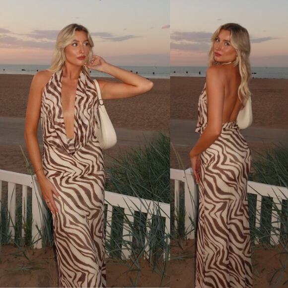 Zara | NWT Animal Print Mesh Maxi Dress - 8088/032/037 M - Picture 3 of 13